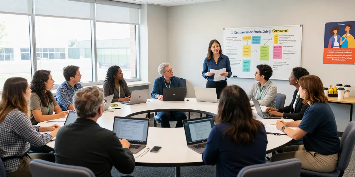 Participants engaging in ABA supervision training, emphasizing collaboration and connection in a professional development setting